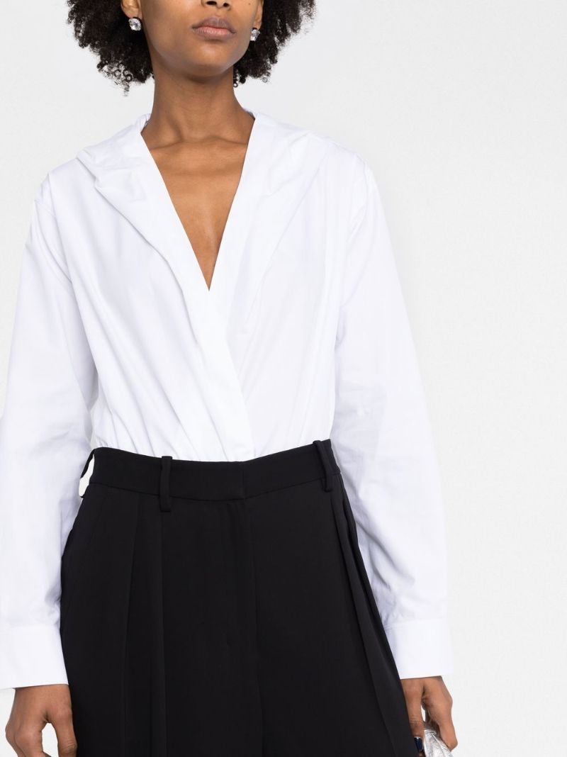 White Hooded V-neck Bodysuit