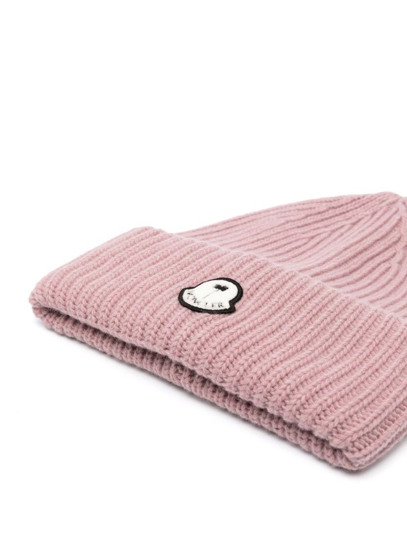 Pink Logo-patch Knit Beanie