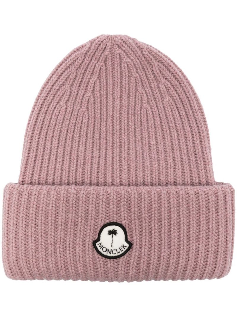 Pink Logo-patch Knit Beanie