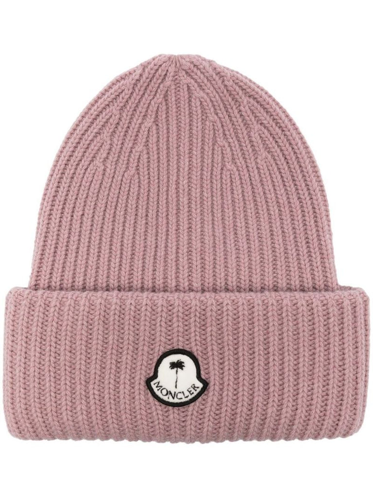 Pink Logo-patch Knit Beanie