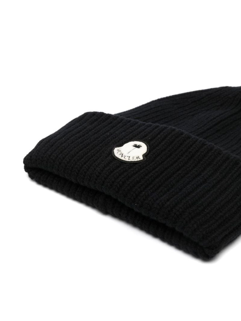 X Palm Angels Black Logo Beanie Hat