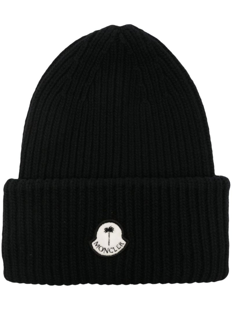X Palm Angels Black Logo Beanie Hat