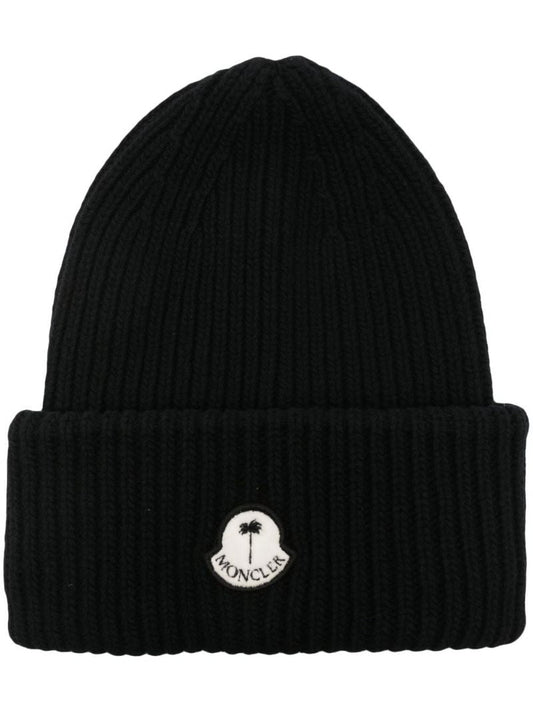 X Palm Angels Black Logo Beanie Hat