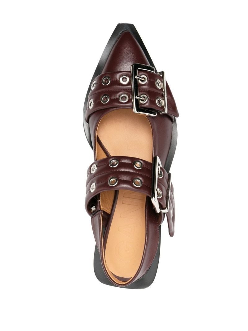 Brown Buckled Leather Pumps