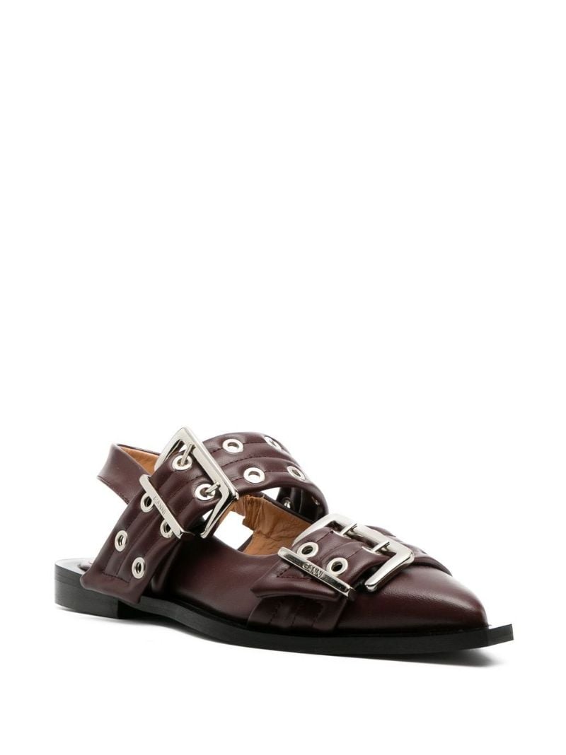 Brown Buckled Leather Pumps