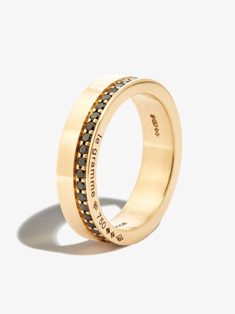 18k Yellow Gold La 9g Diamond Polished Ribbon Ring