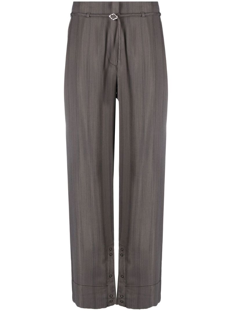 Grey Striped Straight-leg Trousers