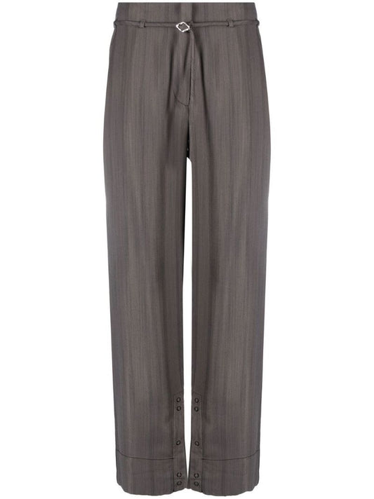 Grey Striped Straight-leg Trousers