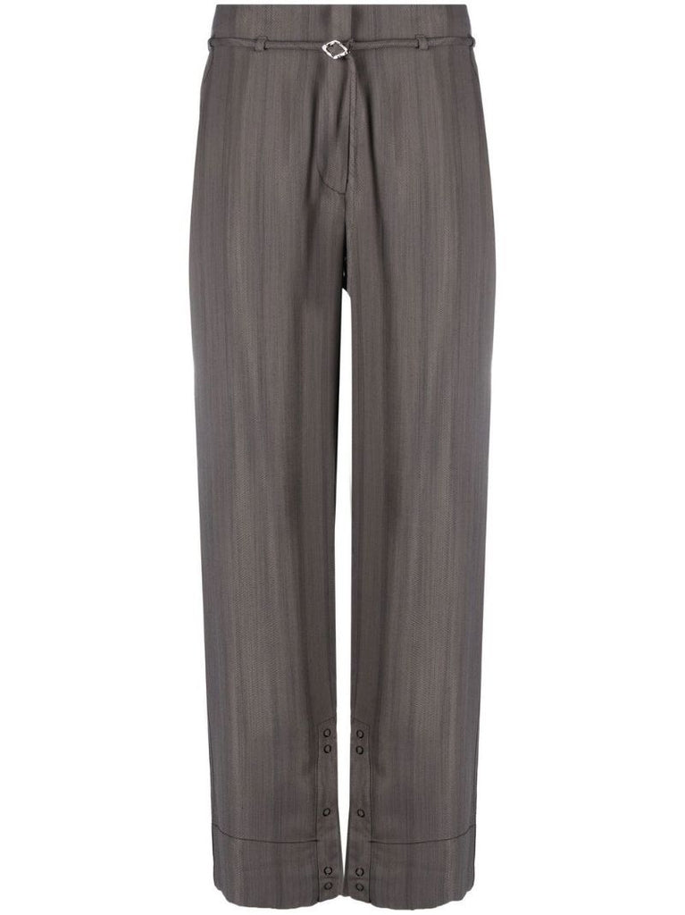 Grey Striped Straight-leg Trousers