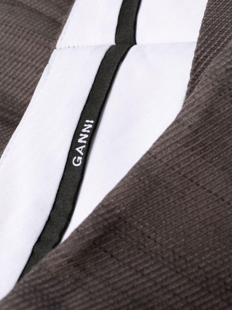 Grey Striped Straight-leg Trousers
