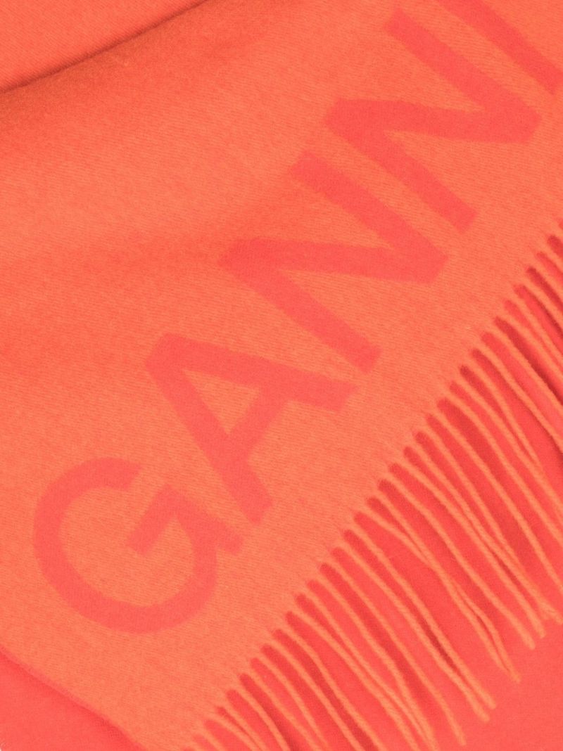 Orange Logo Wool Scarf