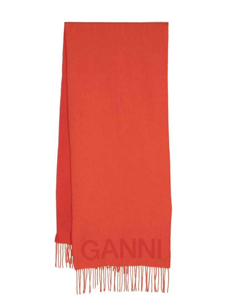 Orange Logo Wool Scarf