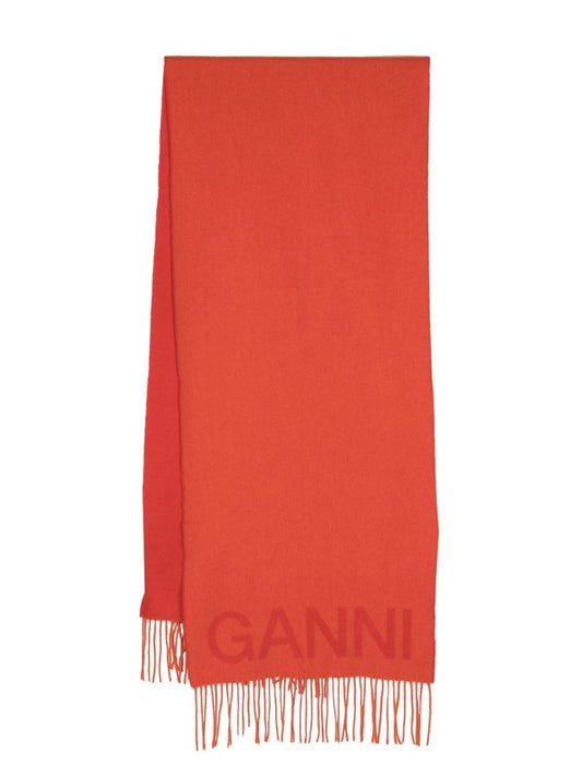 Orange Logo Wool Scarf