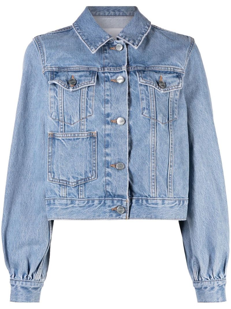 Blue Puff Sleeve Denim Jacket