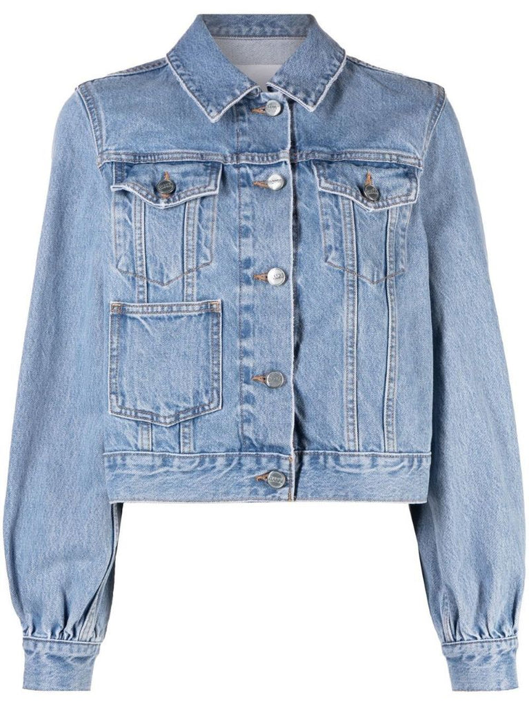 Blue Puff Sleeve Denim Jacket