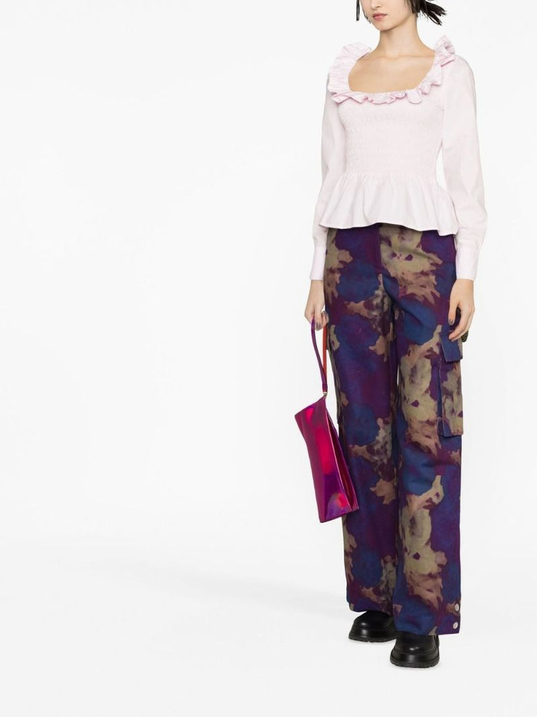 Pink Ruffle-trim Organic Cotton Blouse
