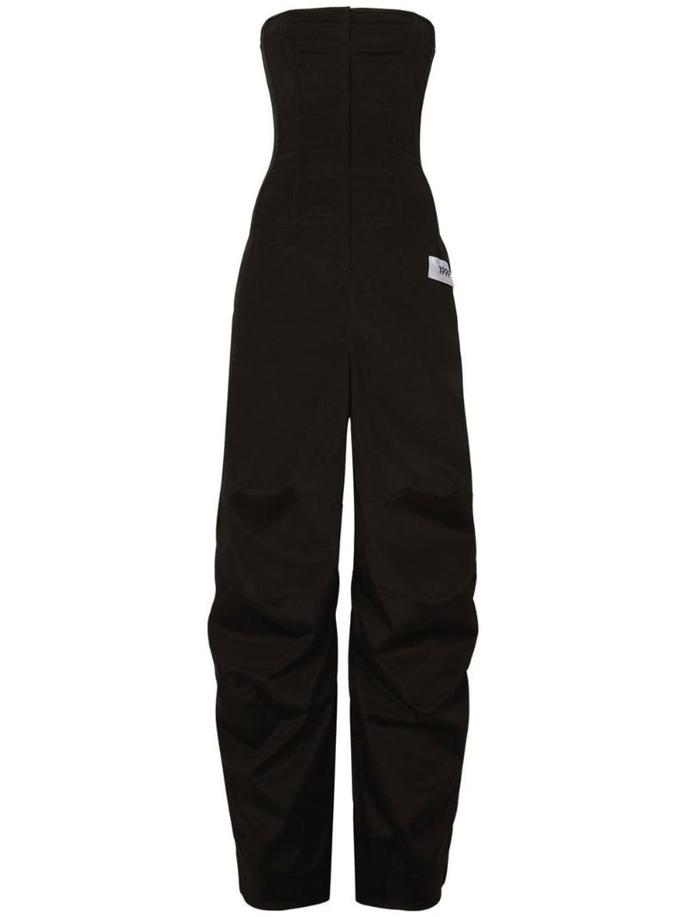 Black Number-patch Strapless Jumpsuit