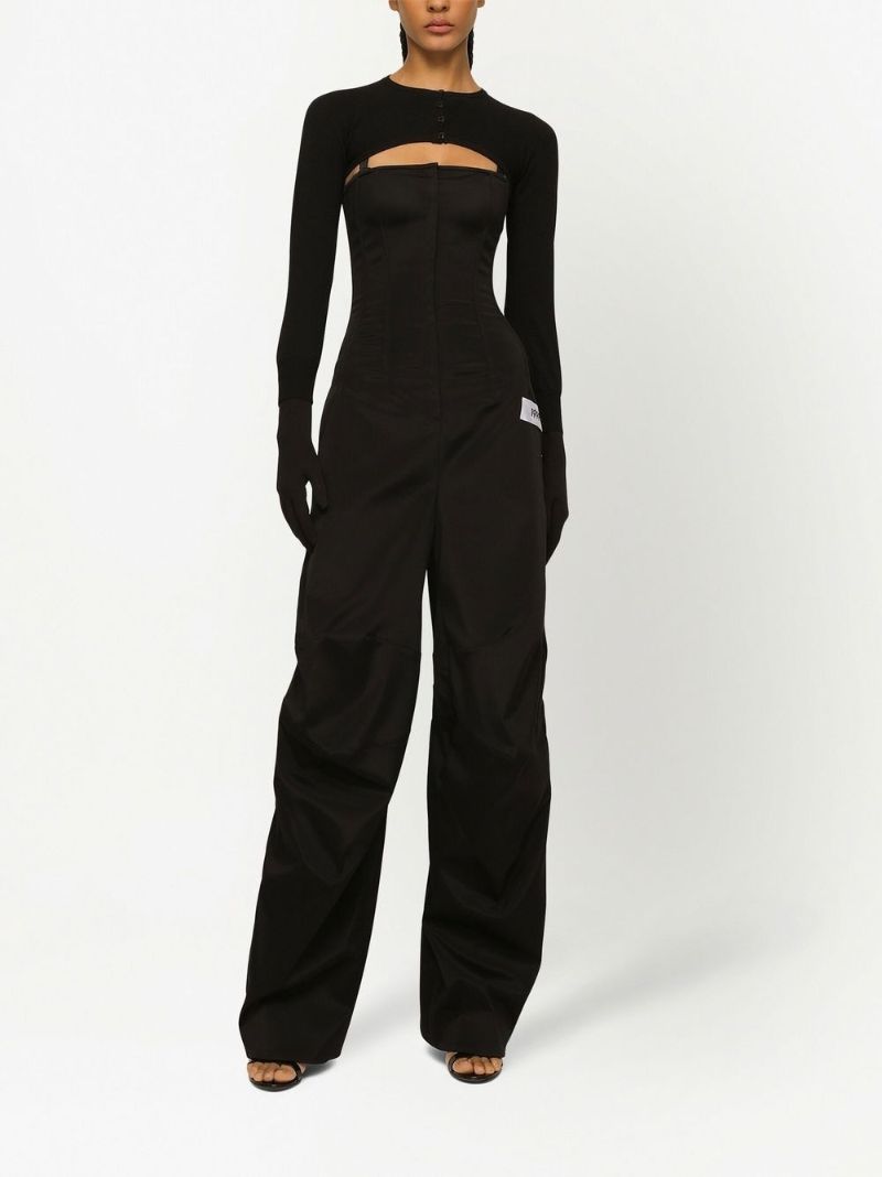Black Number-patch Strapless Jumpsuit