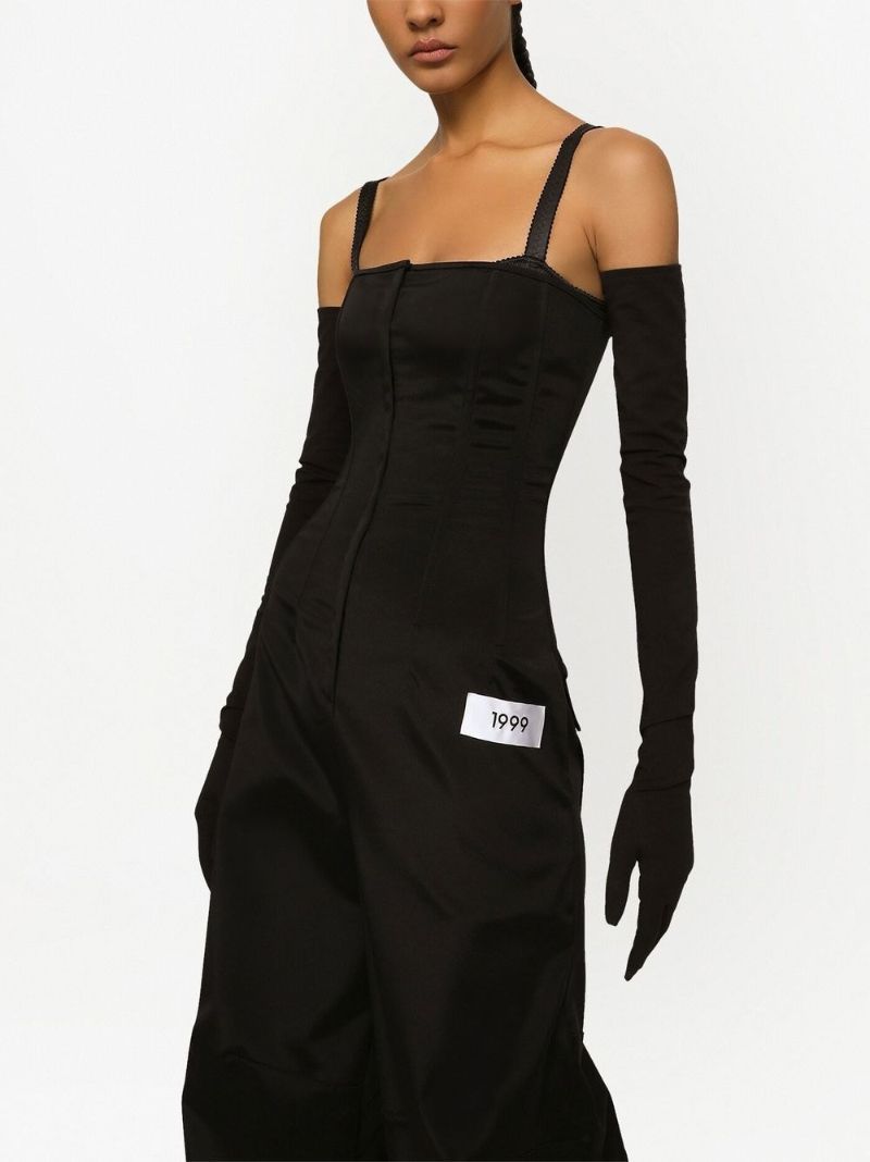 Black Number-patch Strapless Jumpsuit