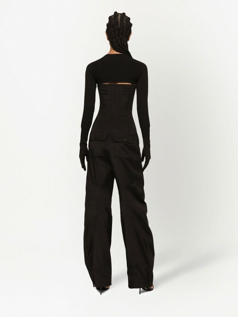 Black Number-patch Strapless Jumpsuit