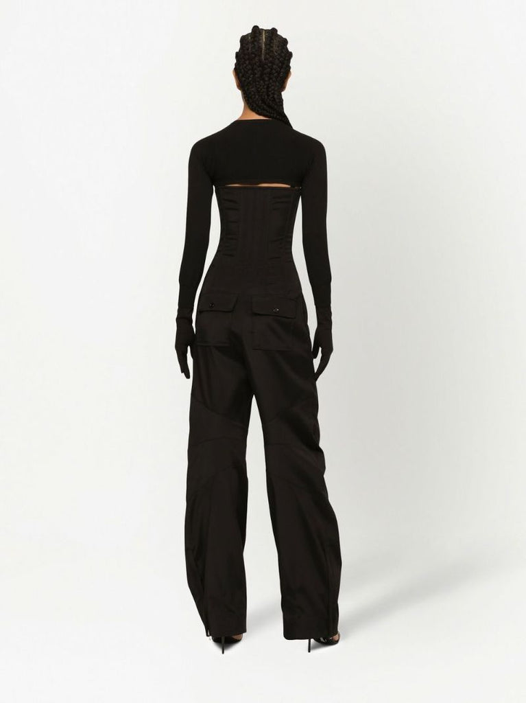 Black Number-patch Strapless Jumpsuit