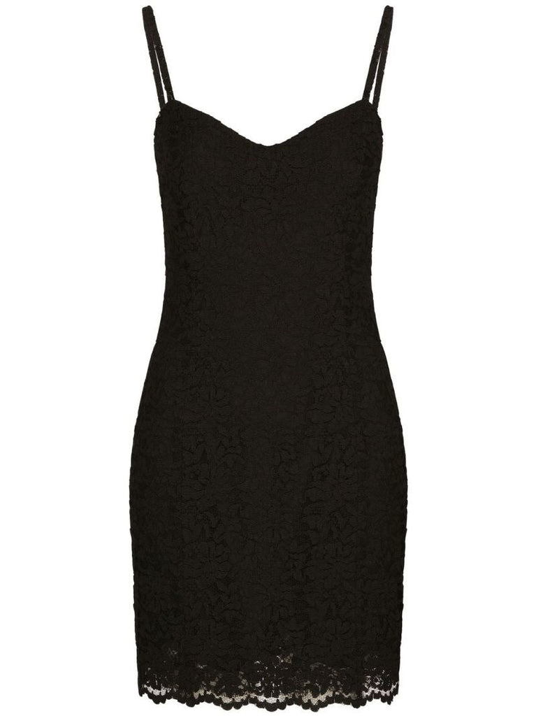 Black Kim Floral Lace Mini Dress