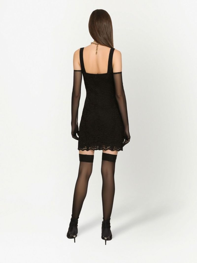 Black Kim Floral Lace Mini Dress