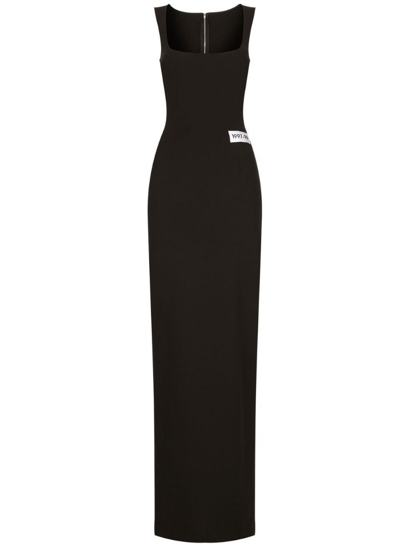 Black Kim Number Patch Floor Length Dress