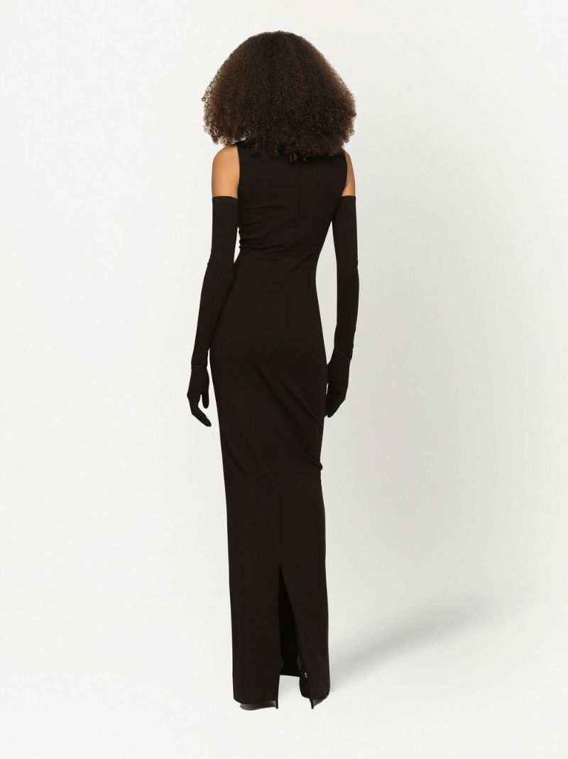 Black Kim Number Patch Floor Length Dress