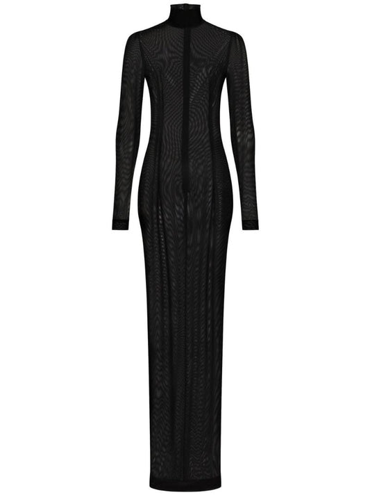 Black High-neck Sheer Maxi Dress