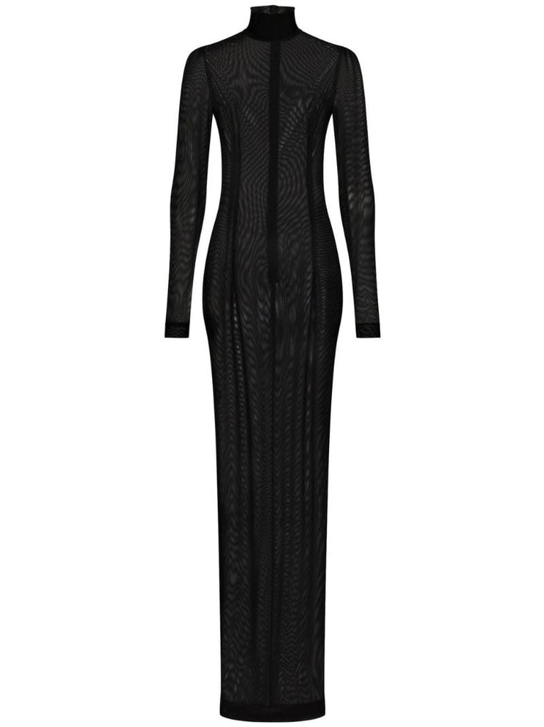 Black High-neck Sheer Maxi Dress
