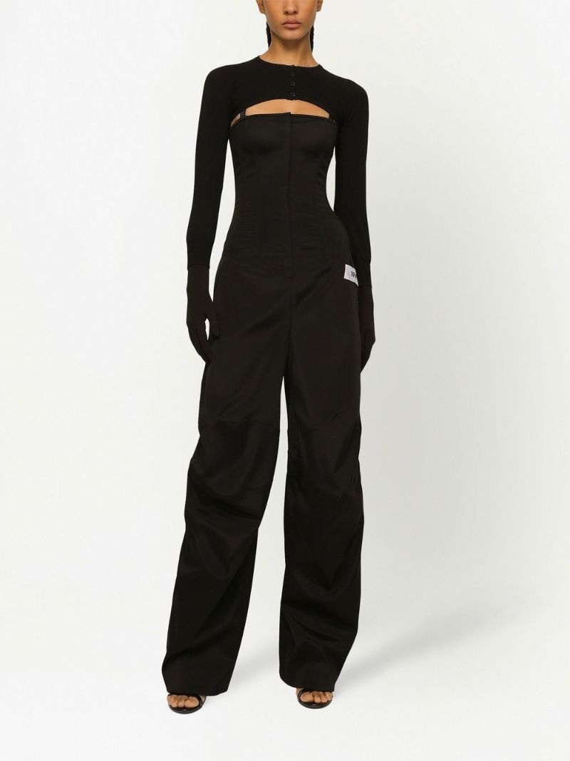 Black Cropped Button-fastening Cardigan