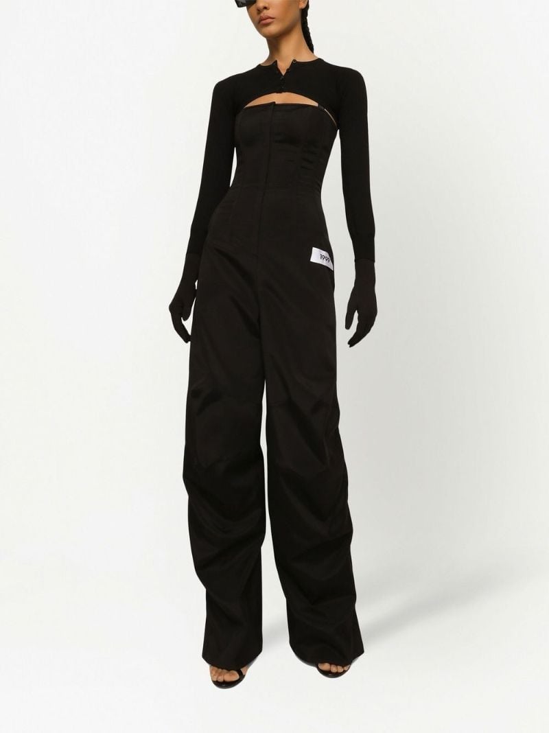 Black Cropped Button-fastening Cardigan