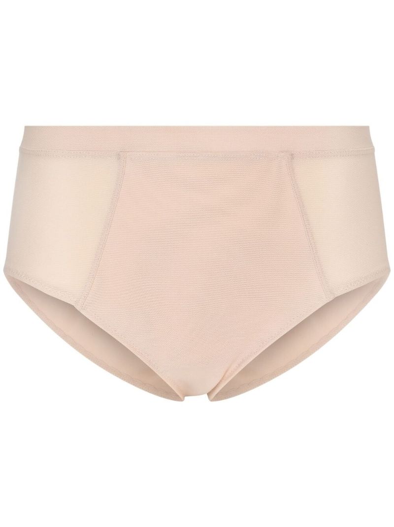 X Kim Kardashian Neutral Mid-rise Mesh Briefs