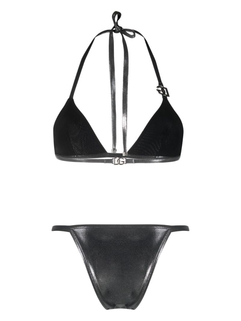 Silver-tone Dg-logo Triangle Bikini