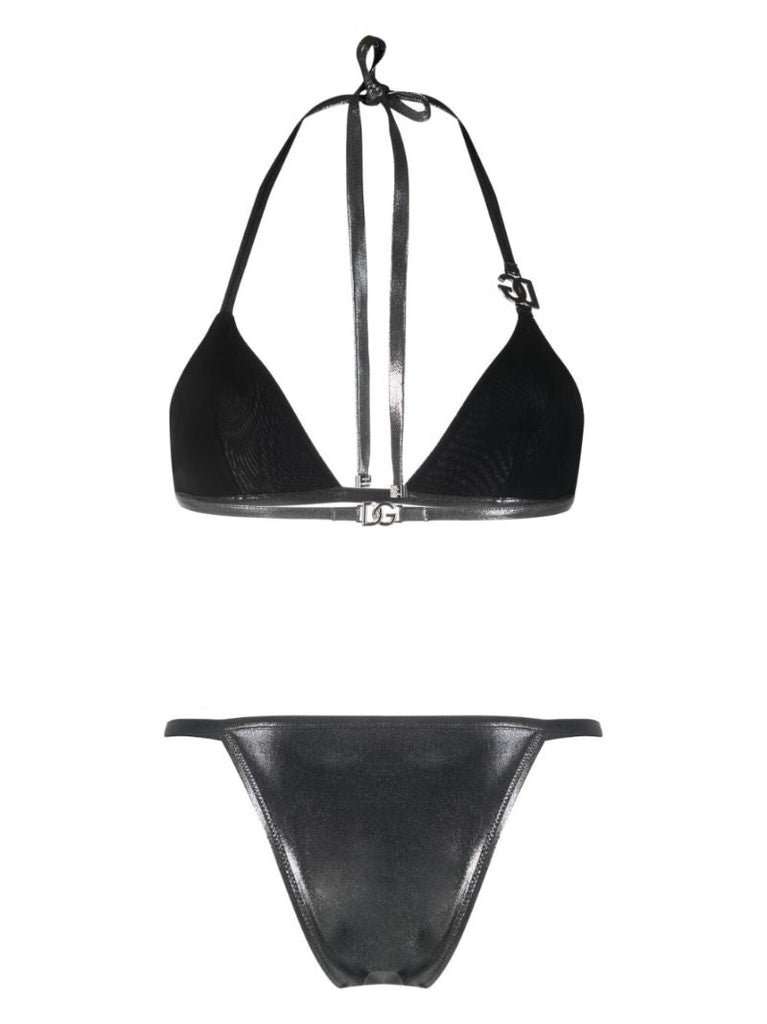 Silver-tone Dg-logo Triangle Bikini