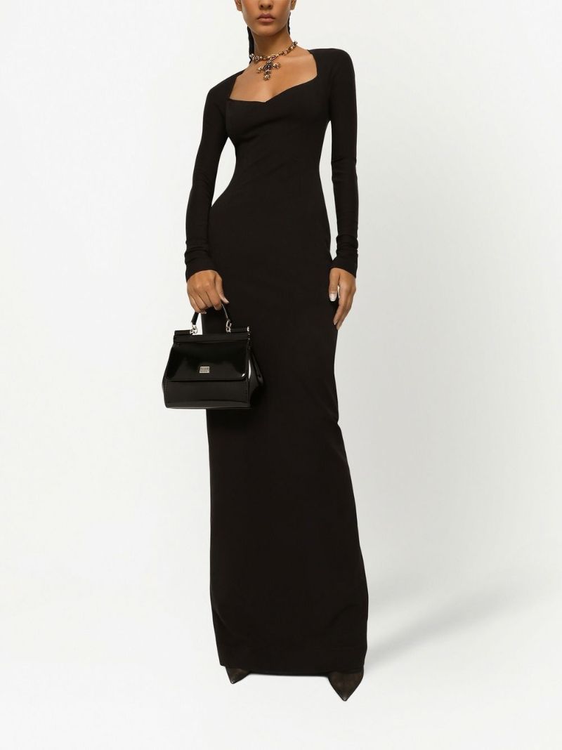 Black Sicily Small Patent Leather Top Handle Bag