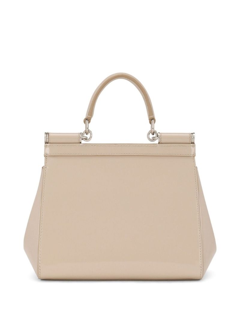 X Kim Kardashian Neutral Sicily Small Leather Top Handle Bag