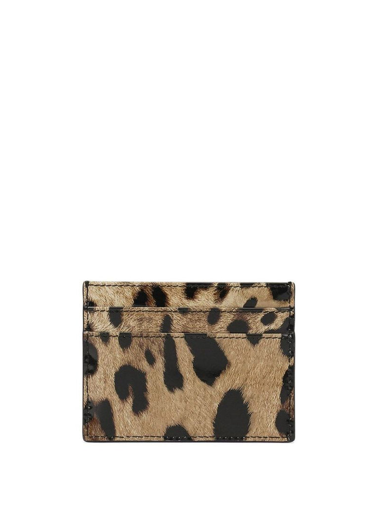 Brown Leopard Print Leather Card Holder