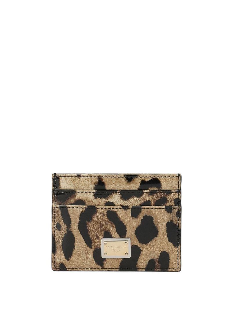 Brown Leopard Print Leather Card Holder