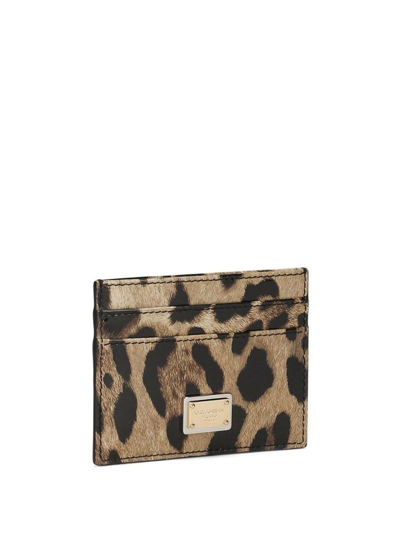 Brown Leopard Print Leather Card Holder