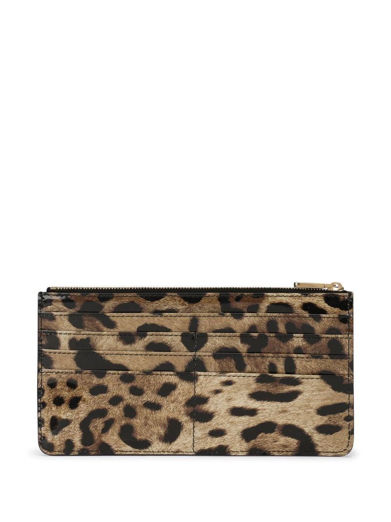 Brown Leopard Print Zipped Wallet