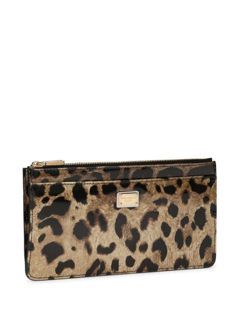 Brown Leopard Print Zipped Wallet