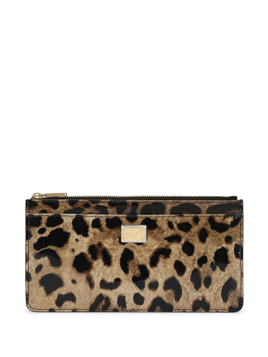 Brown Leopard Print Zipped Wallet