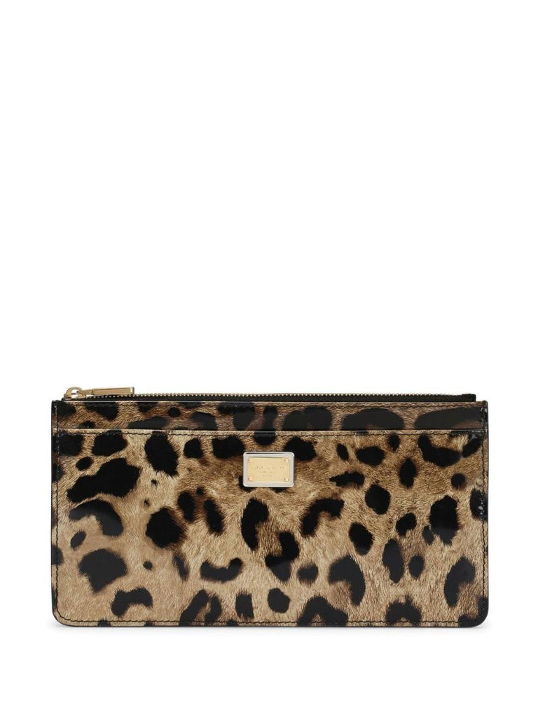 Brown Leopard Print Zipped Wallet