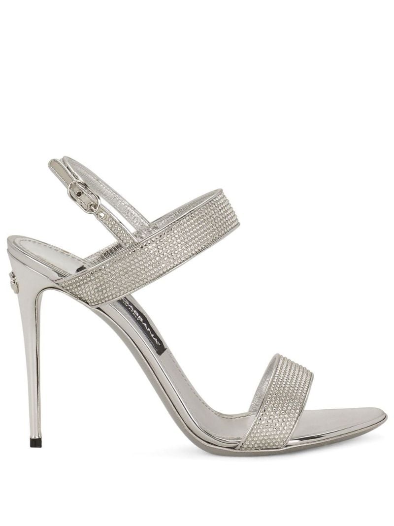 Grey Crystal Embellished Sandals