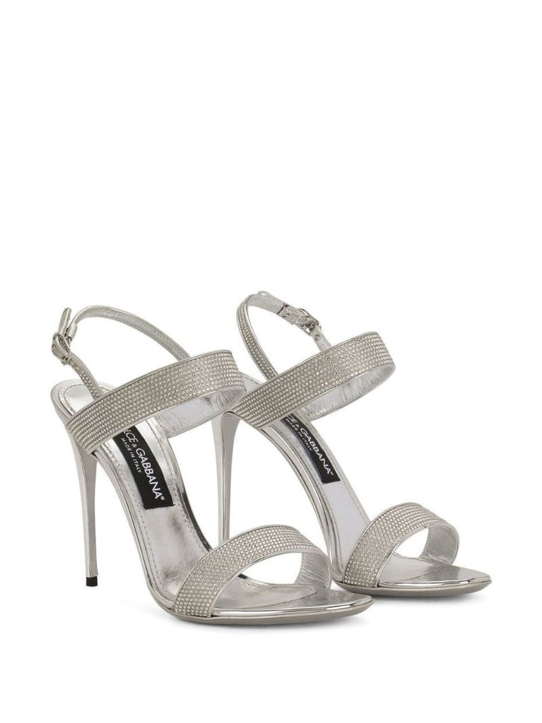 Grey Crystal Embellished Sandals