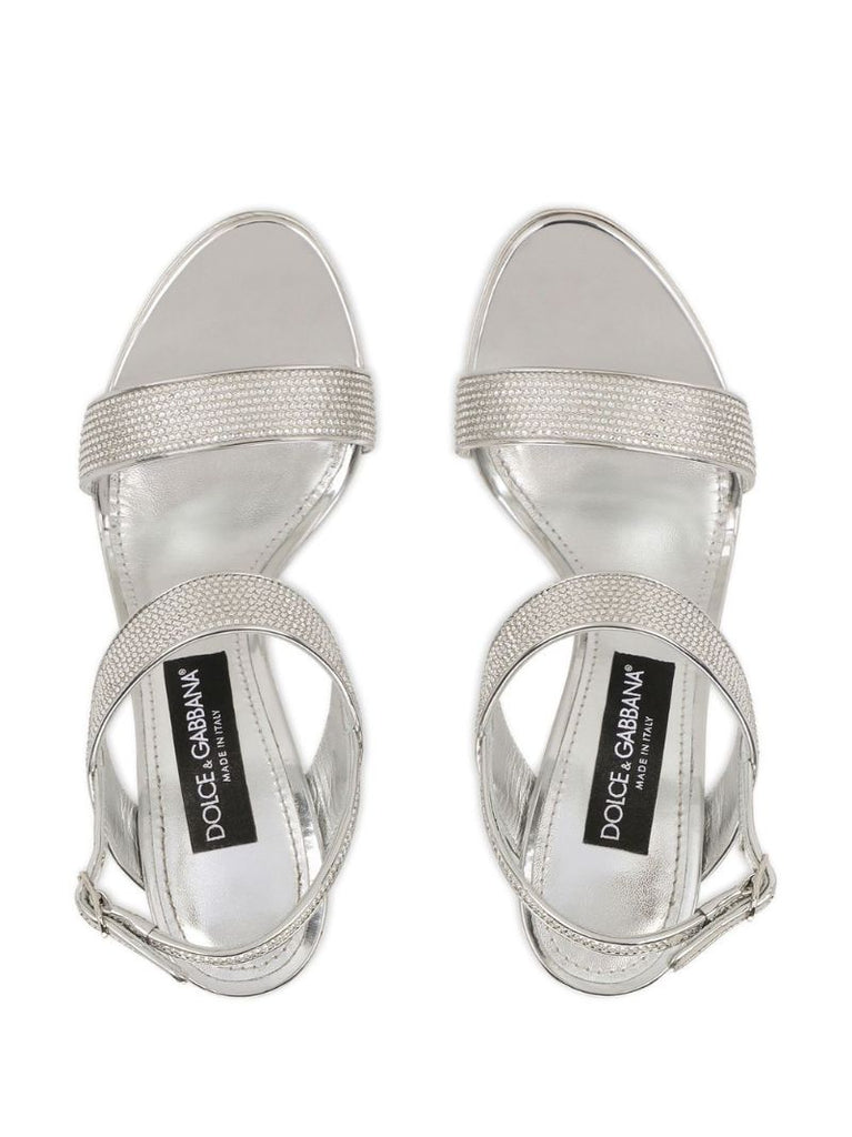 Grey Crystal Embellished Sandals