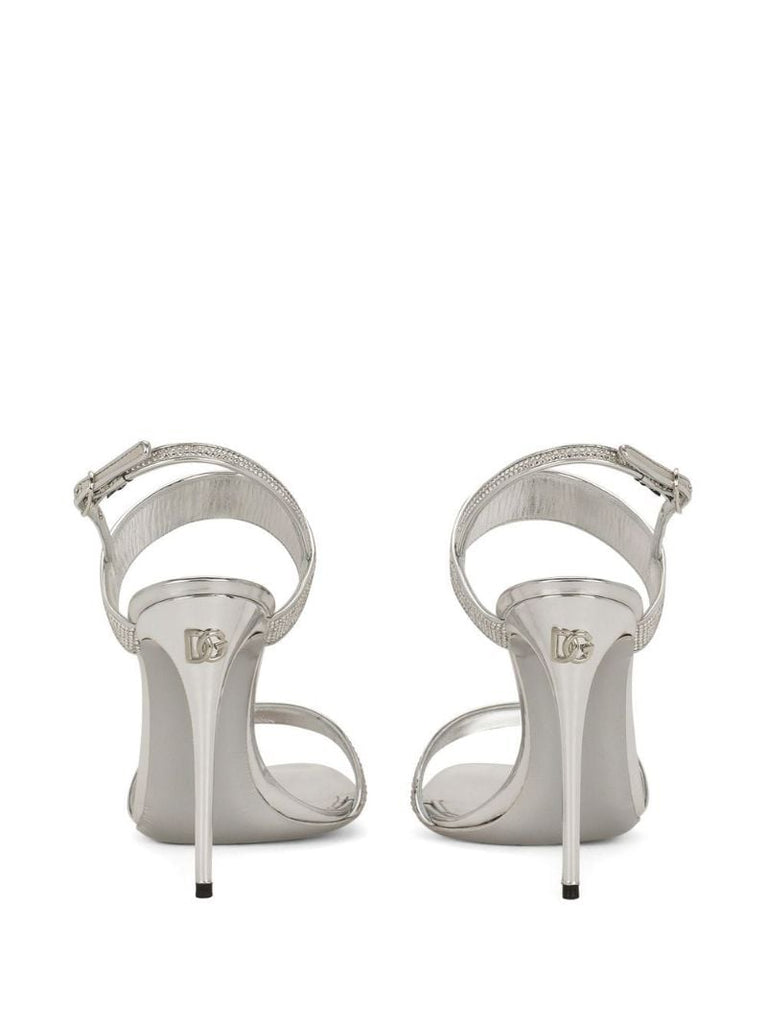 Grey Crystal Embellished Sandals