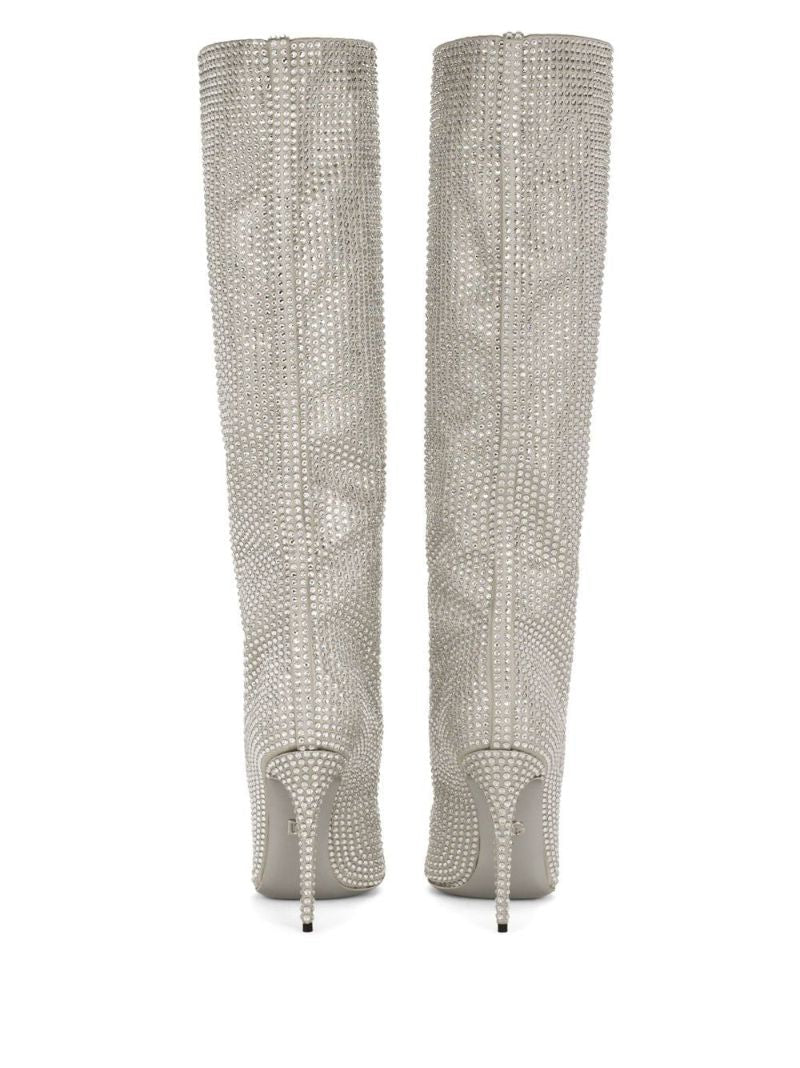 Grey Crystal Embellished Boots